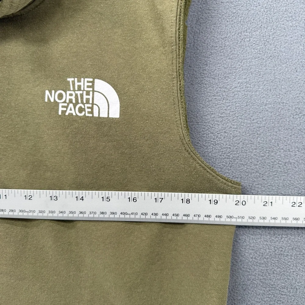 The North Face Mens Sleeveless Hoodie Vest‎ Olive Green Graphic Logo Size S